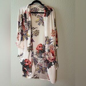 Umgee Floral Kimono Cardigan In white , Size M/L